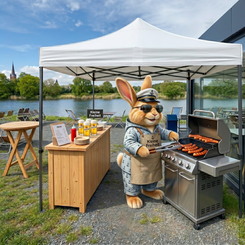 Fiete am Grill in der Kleinen Freiheit im Stadthafen Teltow 